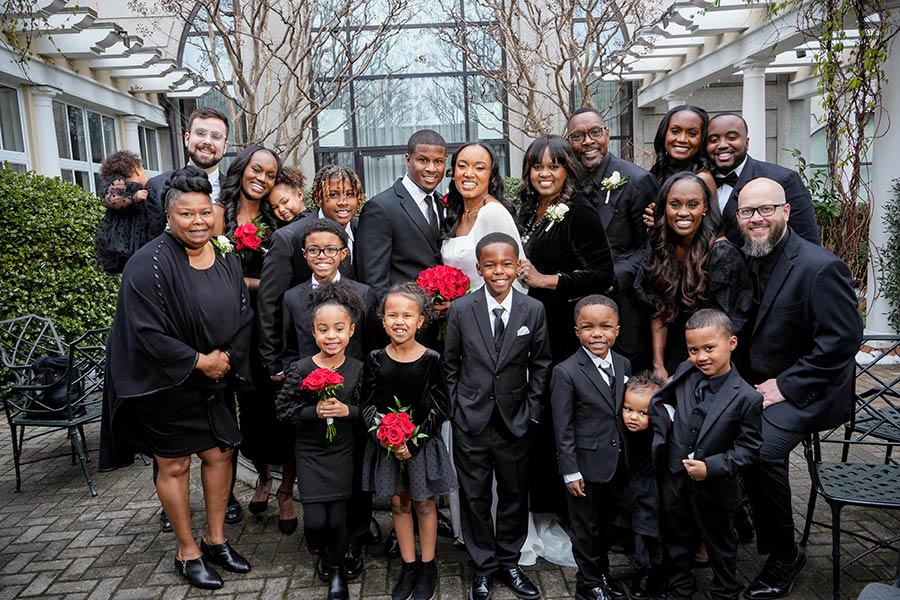 Latisha and Ronald's Family | Still Shots Photography A group photo of family and extended family in the Cloister Garden.