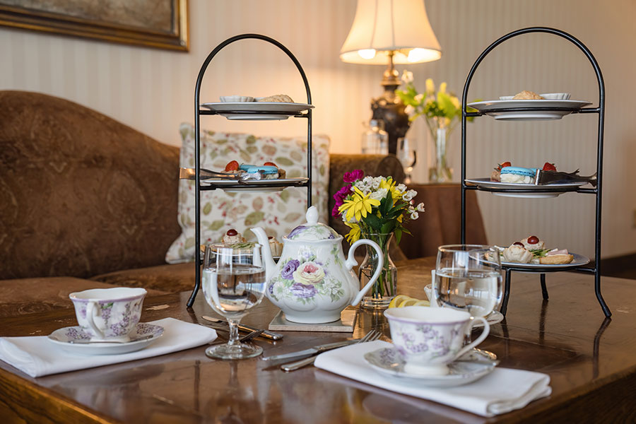 Tea Setting Tea setting in the Porter Hospitaltiy Suite